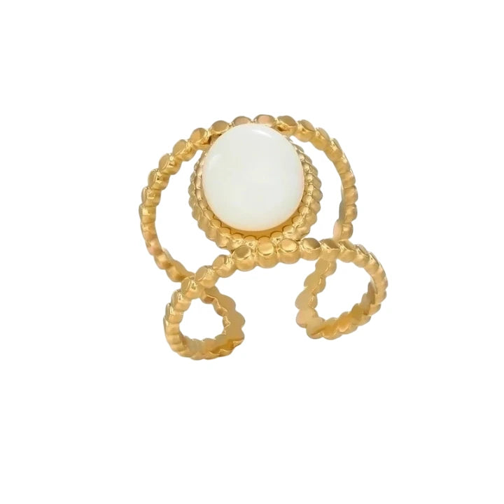 ALAIA RING | Steel and Irregular Crystal 