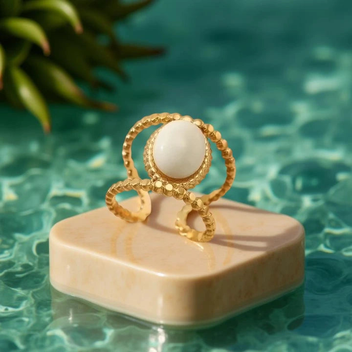 ALAIA RING | Steel and Irregular Crystal 